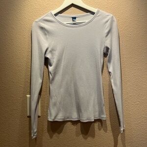 Old Navy Women's Icy Blue Fuzzy Ribbed Knit Long Sleeve Top Shirt Size Medium